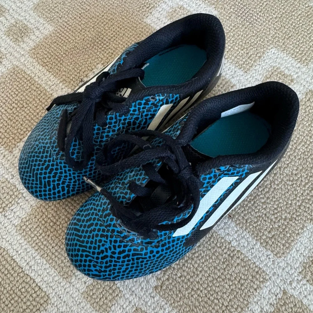 adidas Predator Youth Soccer Cleats FG Blue Black Textured Stud Sports Kids 11
